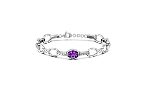 Amethyst Sterling Silver Bracelet (B8)