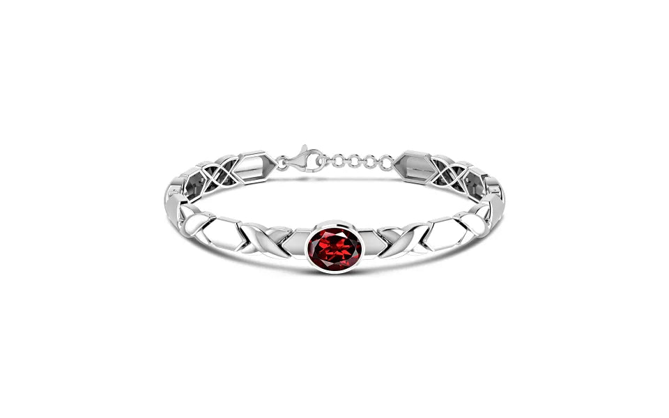 Almandine Garnet (Pyrope) Sterling Silver Bracelet (B13)