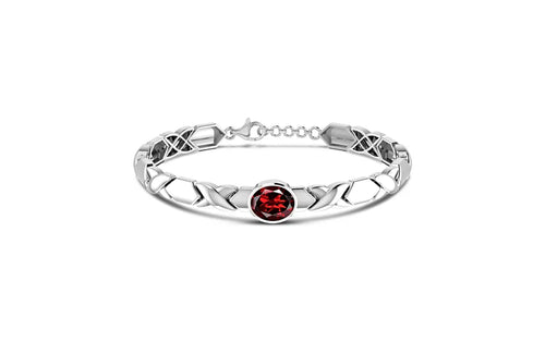 Almandine Garnet (Pyrope) Sterling Silver Bracelet (B13)