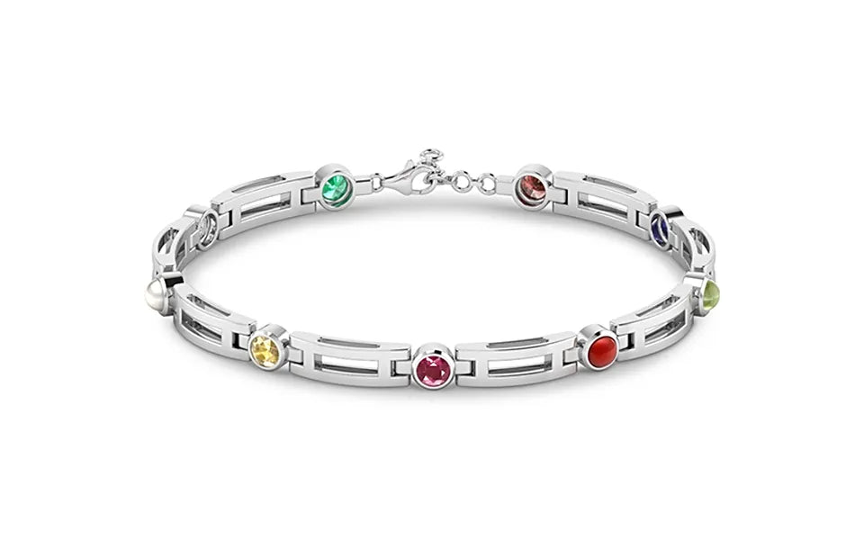 Navratna Sterling Silver Bracelet (NB4)