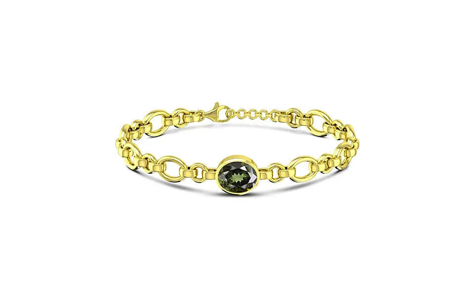 Green Tourmaline Yellow Gold Bracelet (B10)
