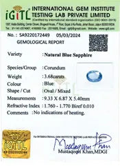 Blue Sapphire - 3.68 Carats