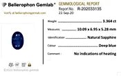 Deep Blue Sapphire - 3.36 Carats