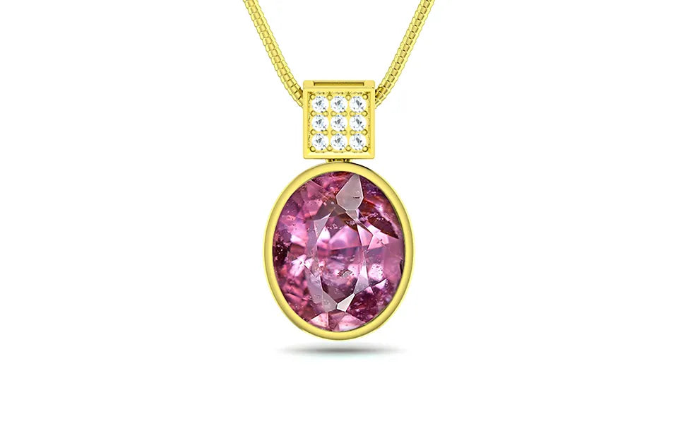 Pink Sapphire Yellow Gold Pendant (D21)