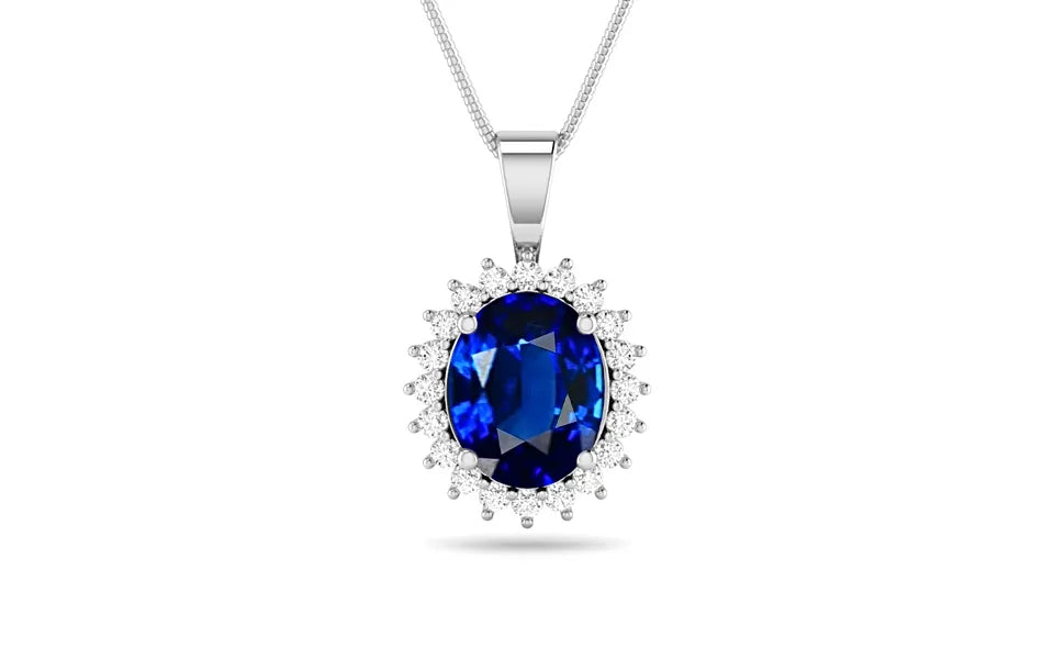 Royal Blue Sapphire Sterling Silver Pendant (D4-Sparkle)