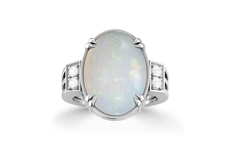 Opal with Fire (Ethiopia) Sterling Silver Ring (AO28)